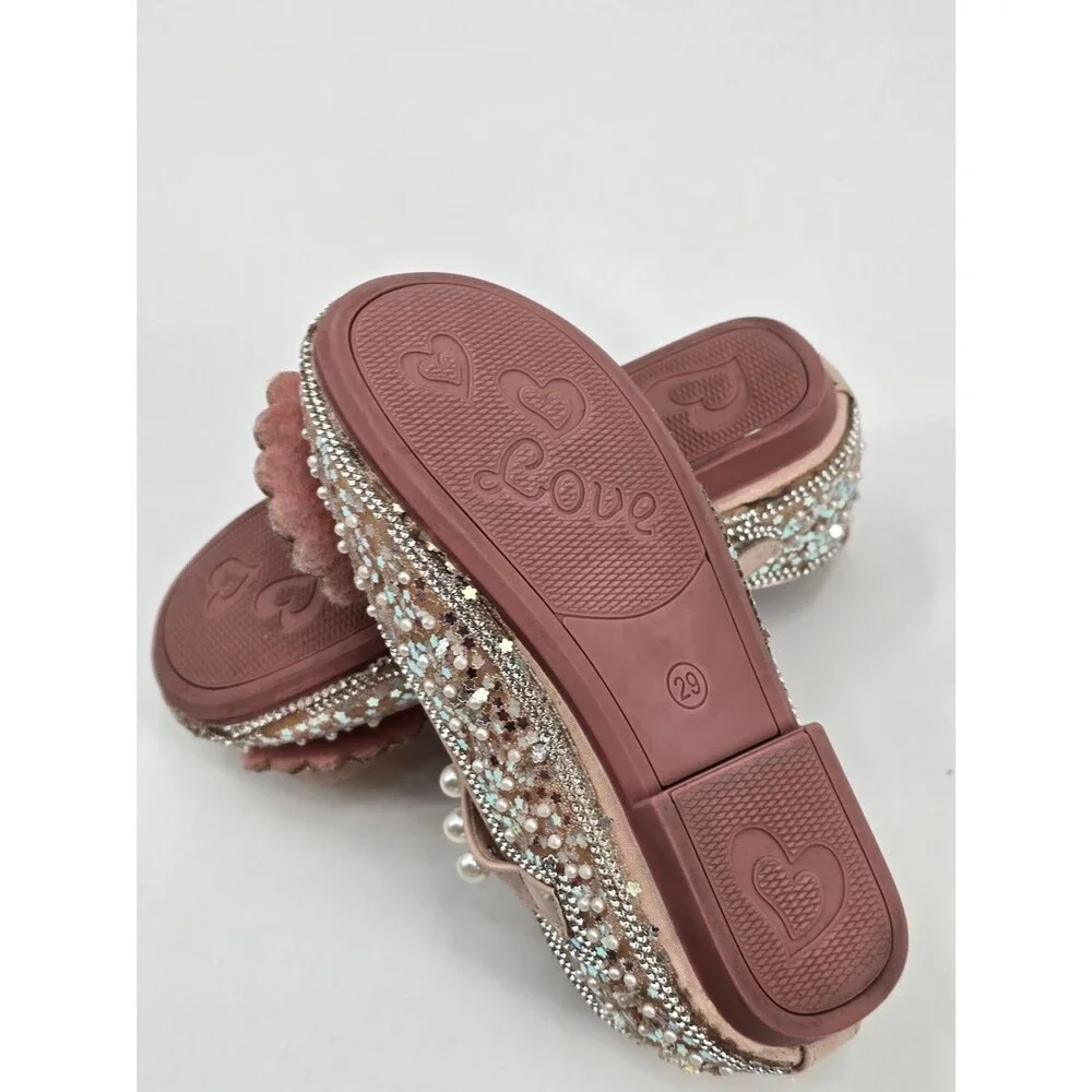 Calibo Pink Pearl-Trim Girls Dress Shoes Size 12.5